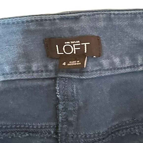 Ann Taylor Loft Ankle Jeans Size 4 Turquoise Stretch Zip Denim Womens 30X28 - Picture 4 of 5